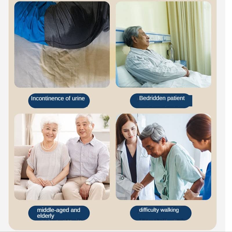 Adult Elderly Cloth Incontinence Shorts - Washable, Leak-Proof Cotton Underwear for Bedridden Care, Men, and Women (Blue,Large)