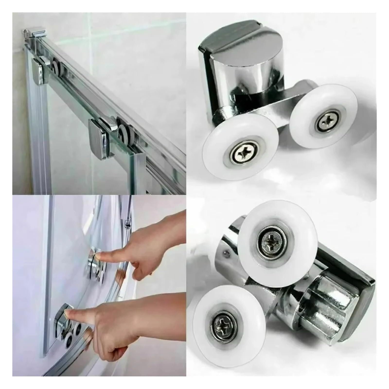 Rotelle Box Doccia 4/8/16 pezzi Rulli for porte for schermi doccia Ruote for guide in lega di zinco Twin Top Sostituzione for vetro 12-14mm(16pcs)