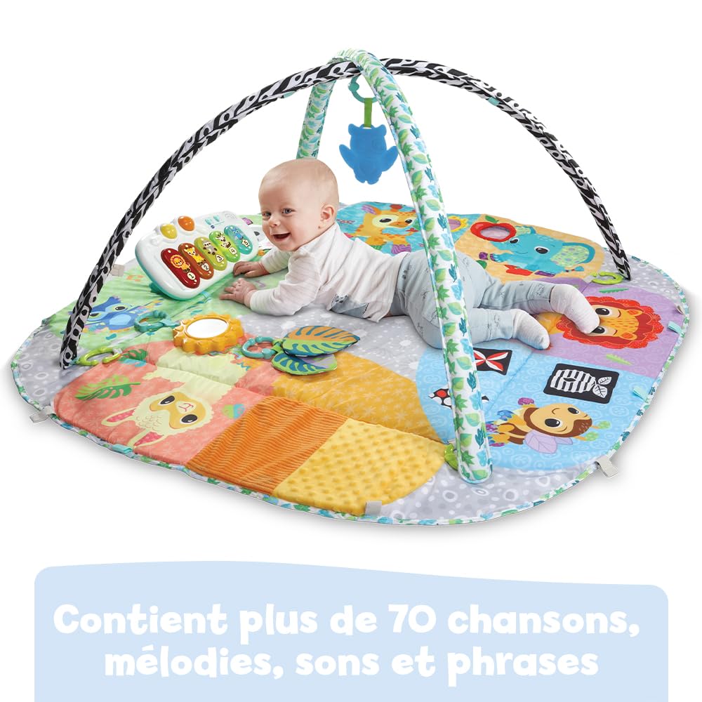 VTech - Maxi Tapis d'Éveil Sensoriel 7 en 1, Tapis d'Éveil Évolutif, Piscine à Balles, Jouet d'Activité et de Développement, Xylophone Lumineux, Hochets, Cadeau de Naissance - Contenu en Français