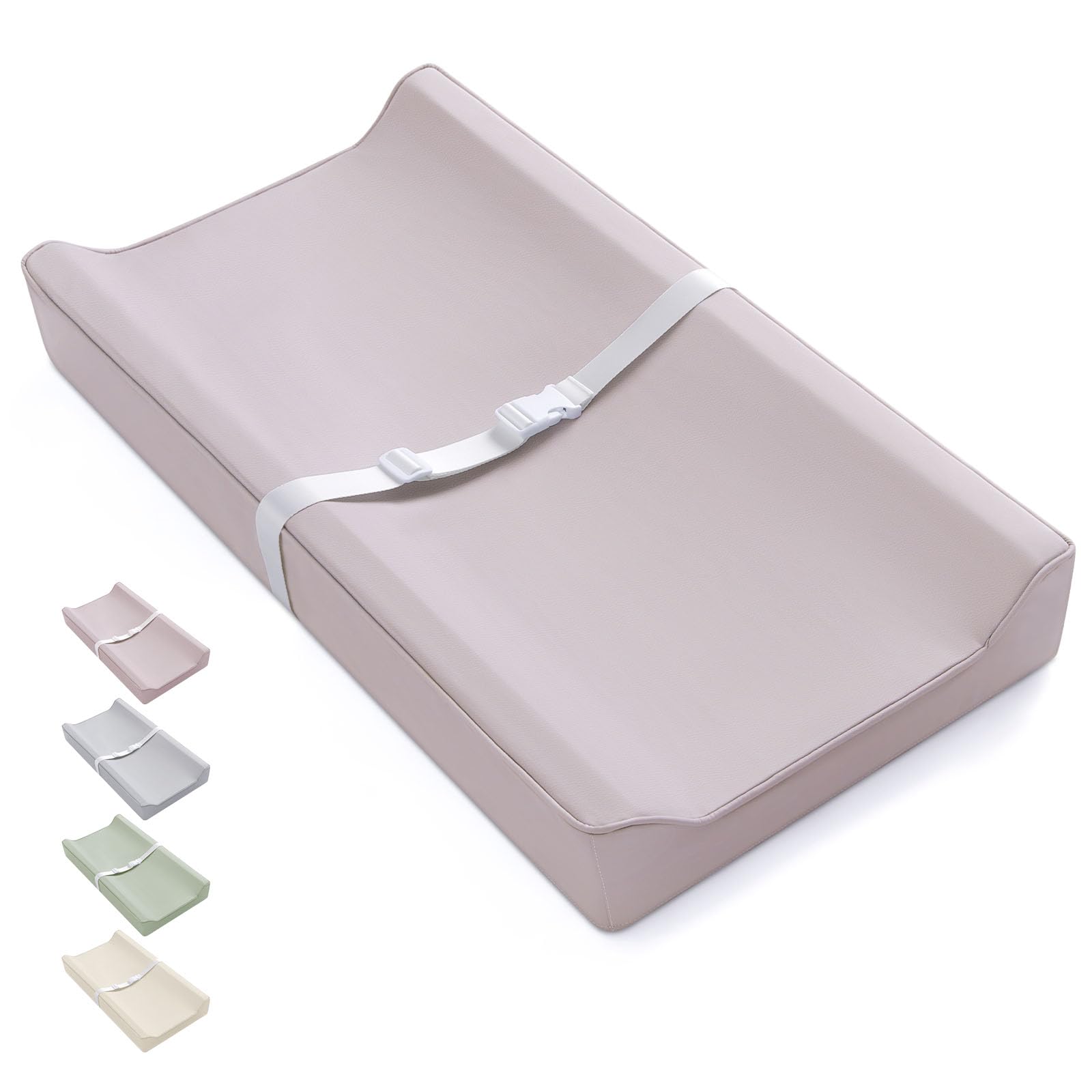 Blissful DiaryVegan Leather Baby Changing Pad with Waterproof & Wipe-Clean PU Cover, Standard Size Cozy Diaper Changing Pad for Dresser and Table, Taupe