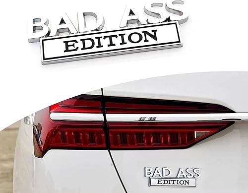 1 calcomanía para insignia de guardabarros de automóvil, 3.93 x 1.33 pulgadas, autoadhesiva, edición Bad Ass, parrilla delantera, accesorio