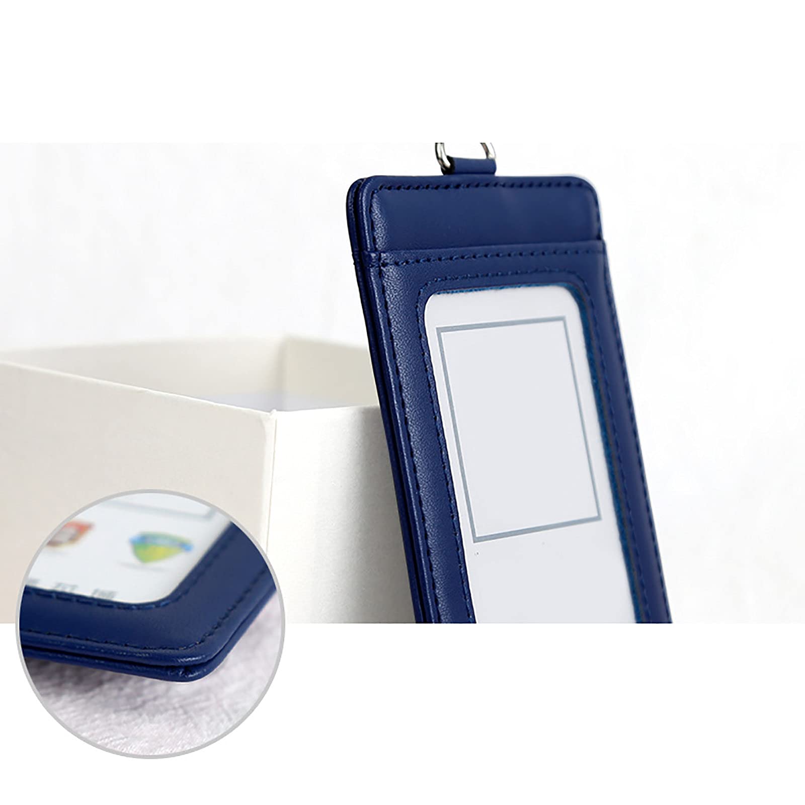 Porta Badge In Pelle Bordeaux Con Custodie PVC - 8 Scomparti Per Carte E Documenti