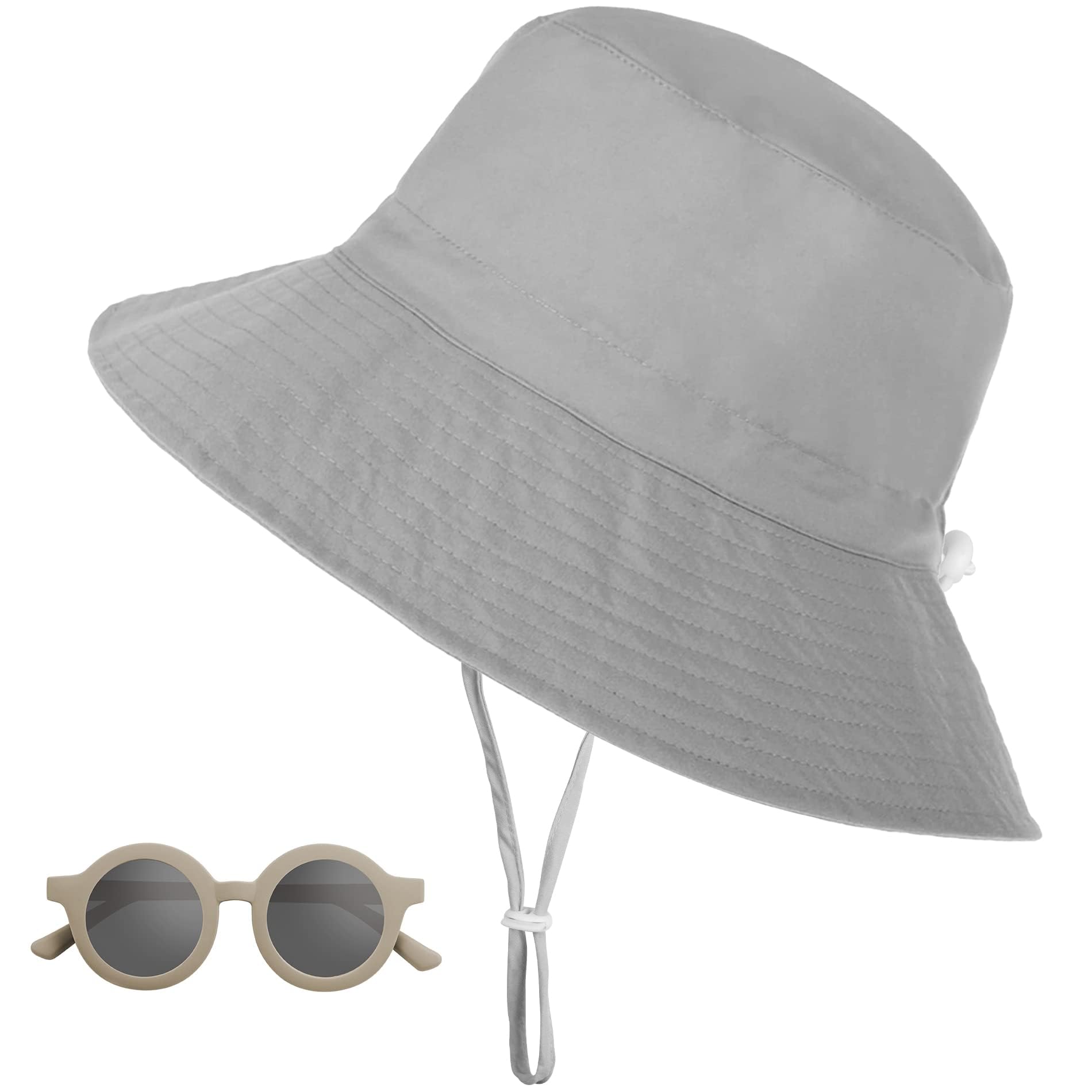 Shedoo Sonnenhut Kinder, UV-Schutz UPF 50+ Breiter Krempe Sonnenschutz Fischerhut Baby mit Sonnenbrille, Atmungsaktiv Bucket Hat mit Verstellbarem Kinnriemen, Strandhut für Mädchen - Rosa, 2-6 Jahre