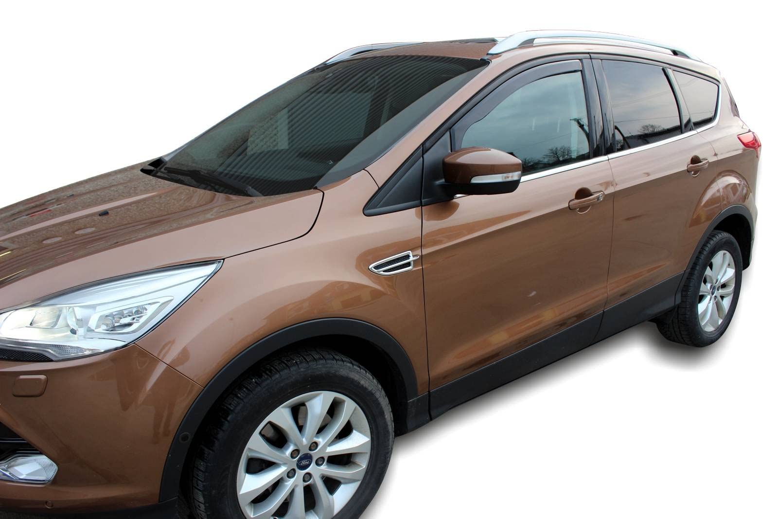 J&J AUTOMOTIVE Heko Déflecteurs d'air et de Vent pour Ford Kuga 2 2013-2019, Lot de 4pcs, Teintés, Avant et Arrière, Aérodynamique