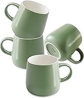 Vista 8 de T-WARE Tazas de café de 12 onzas, juego de 4 tazas negras cerosas, tazas de café de cerámica, tazas de café de color sólido