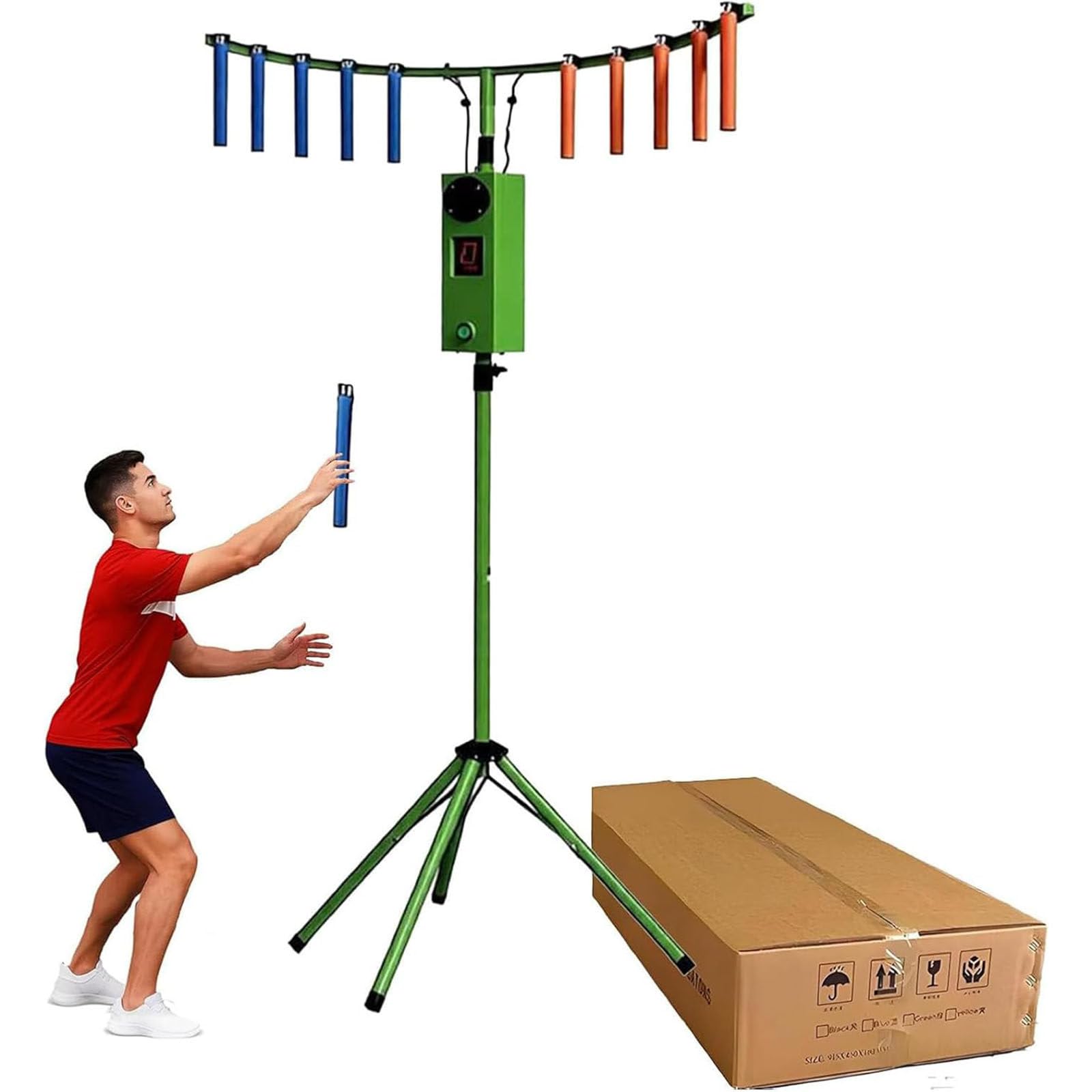 LJCSSD Catch Stick Arcade Machine – LED reaction tester with height-adjustable stand, ideal for party rentals, amusement parks and bars – improves hand-eye coordination Green
