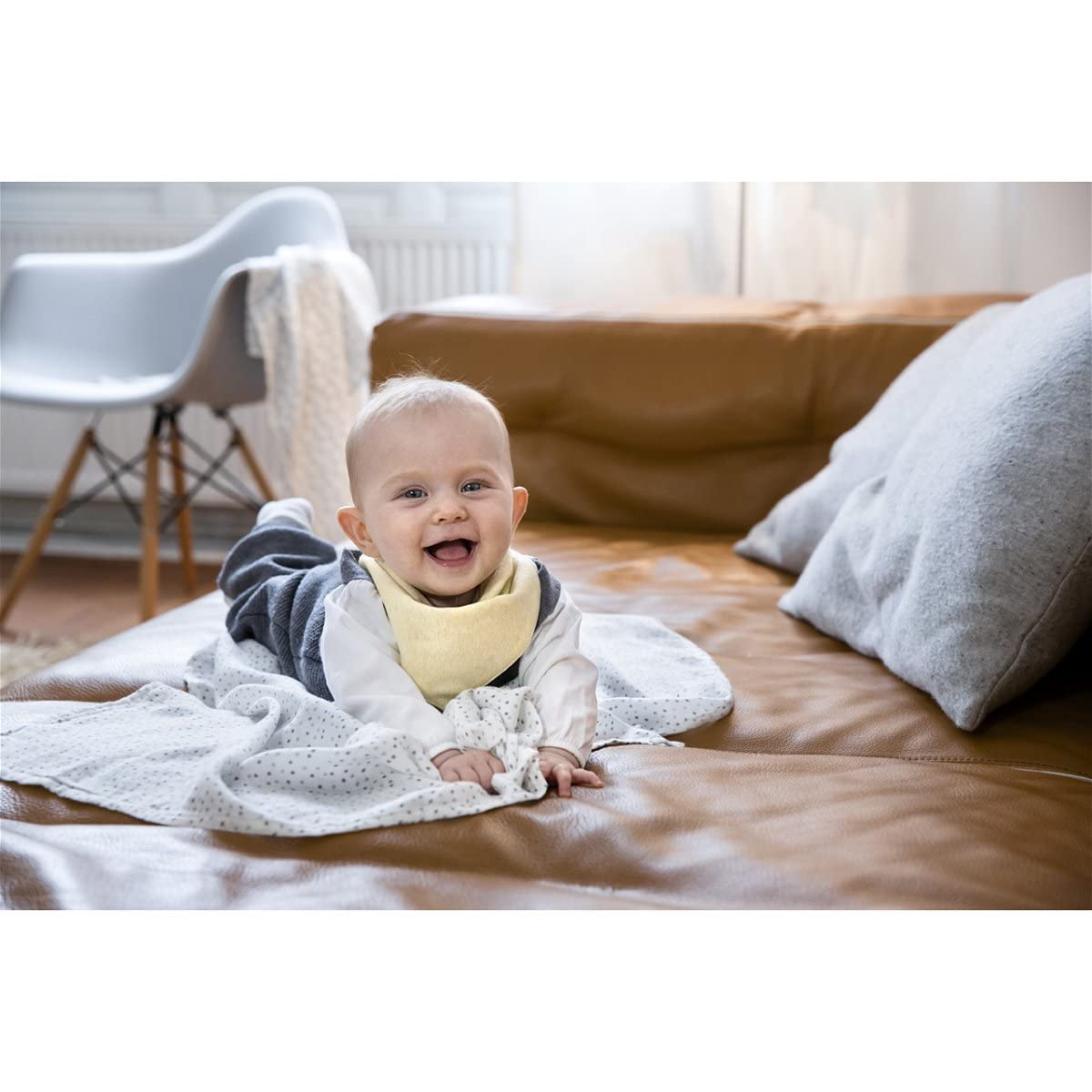 LÄSSIG Coperta Puck neonati Panno garza Set 3 pezzi cotone 80x80 cm Swaddle Garden Explorer Tractor