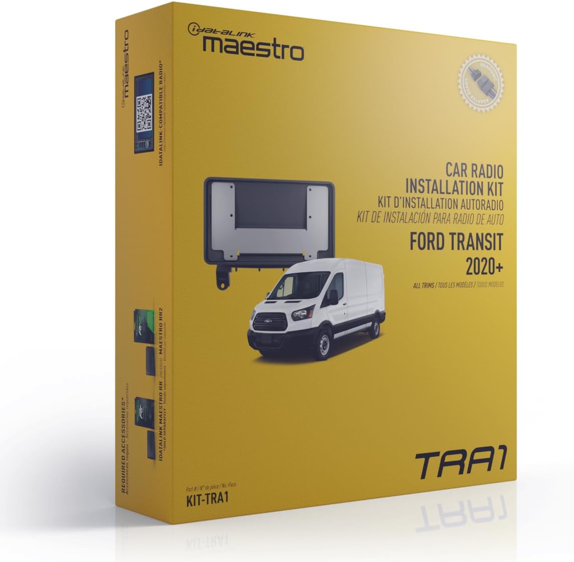 Idatalink Maestro KIT-TRA1 Dash Kit for OEM Radio Replacement in Select 2020+ Ford Transit Vehicles, Includes Plug & Play T-Harness (ADS-MRR or ADS-MRR2 Module Also Required)