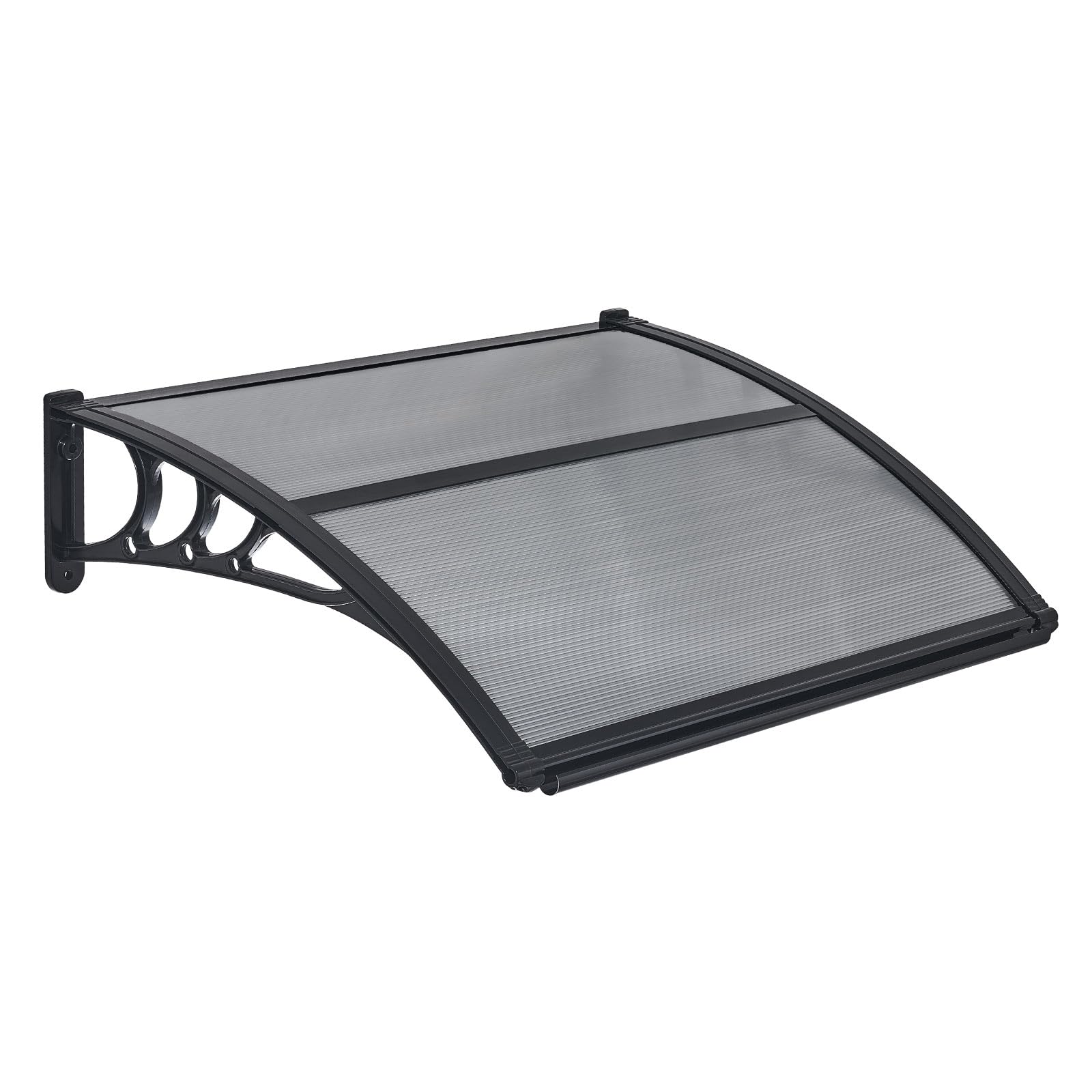 VEVOR Toldo para Puertas y Ventanas con Drenaje 100x75,5 cm, Tejadillo de Protección para Entrada con Soporte de ABS, Protección contra Lluvia, Nieve, Sol, Toldo de Policarbonato para Porche, Gris