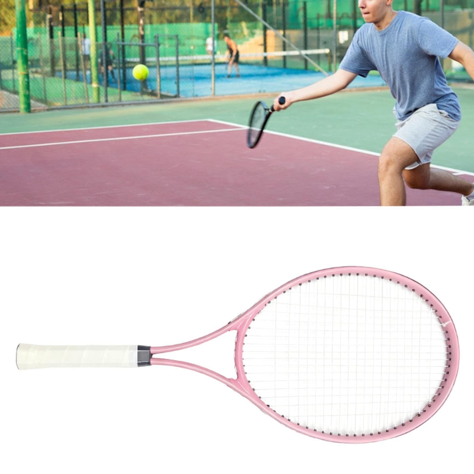 Racchetta da Tennis per Principianti Adulti, Comoda, Portatile, per Il Tempo Libero, L'allenamento, Leggera, per Giochi All'aperto, Esercizi I, Rosa