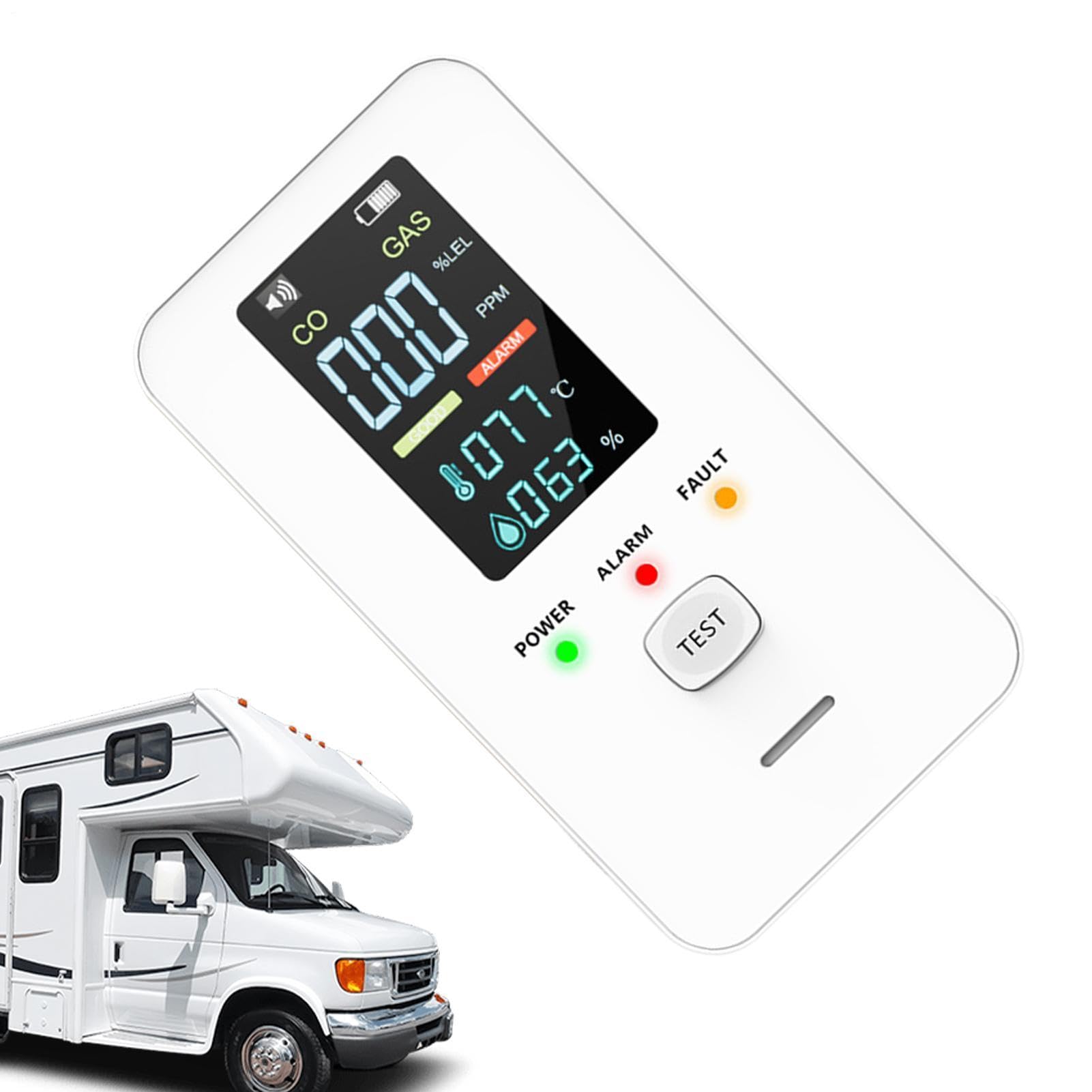 Moniteur numérique portable 4 en 1 avec détecteur de monoxyde de carbone | Détecteur de gaz naturel et CO Alarme pour salon, cuisine, chambre, hôtel, appartement, résidence