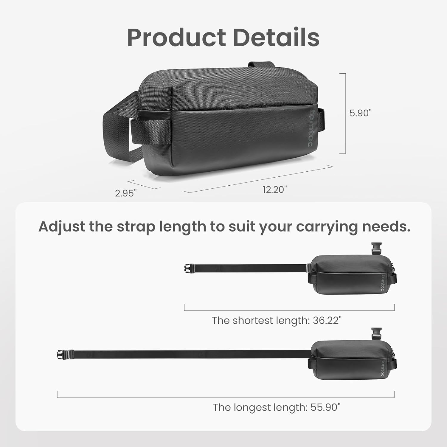 tomtoc Compact EDC Sling Bag, Minimalist Chest Shoulder Backpack Crossbody Bag for Men Women, Lightweight Carry Casual Bag - Image 9