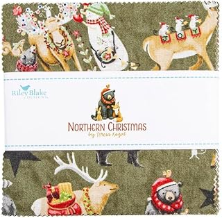Riley Blake Northern Christmas 5" Stacker by Teresa Kogut | 42 Piece Precut Fabric Bundle | Christmas Quilting Fabric Squares, Folk Art Winter Sewing & Craft Fabric Collection