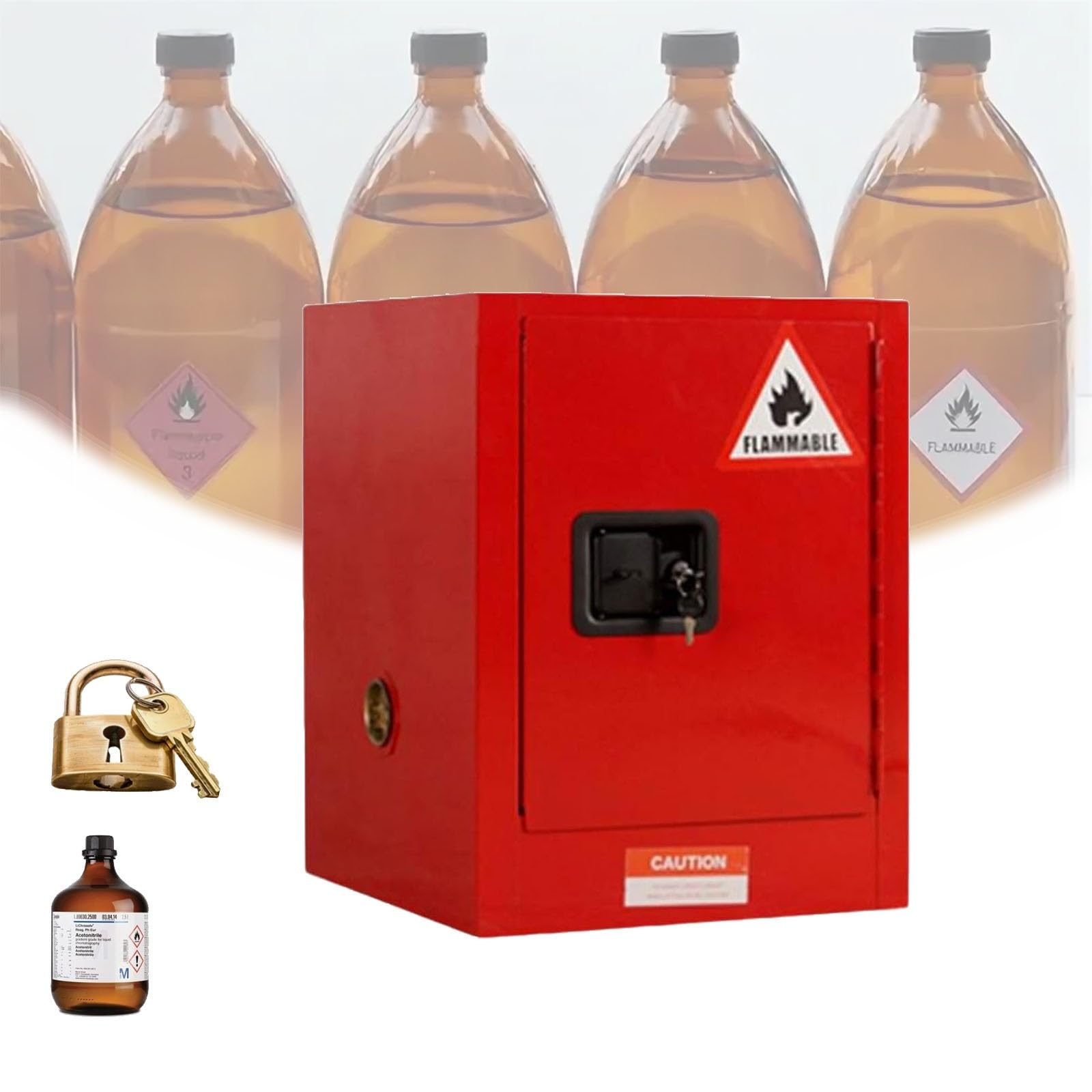Gabinetes de almacenamiento peligrosos para líquidos inflamables y productos químicos, resistentes al fuego con estantes ajustables, grado de laboratorio industrial