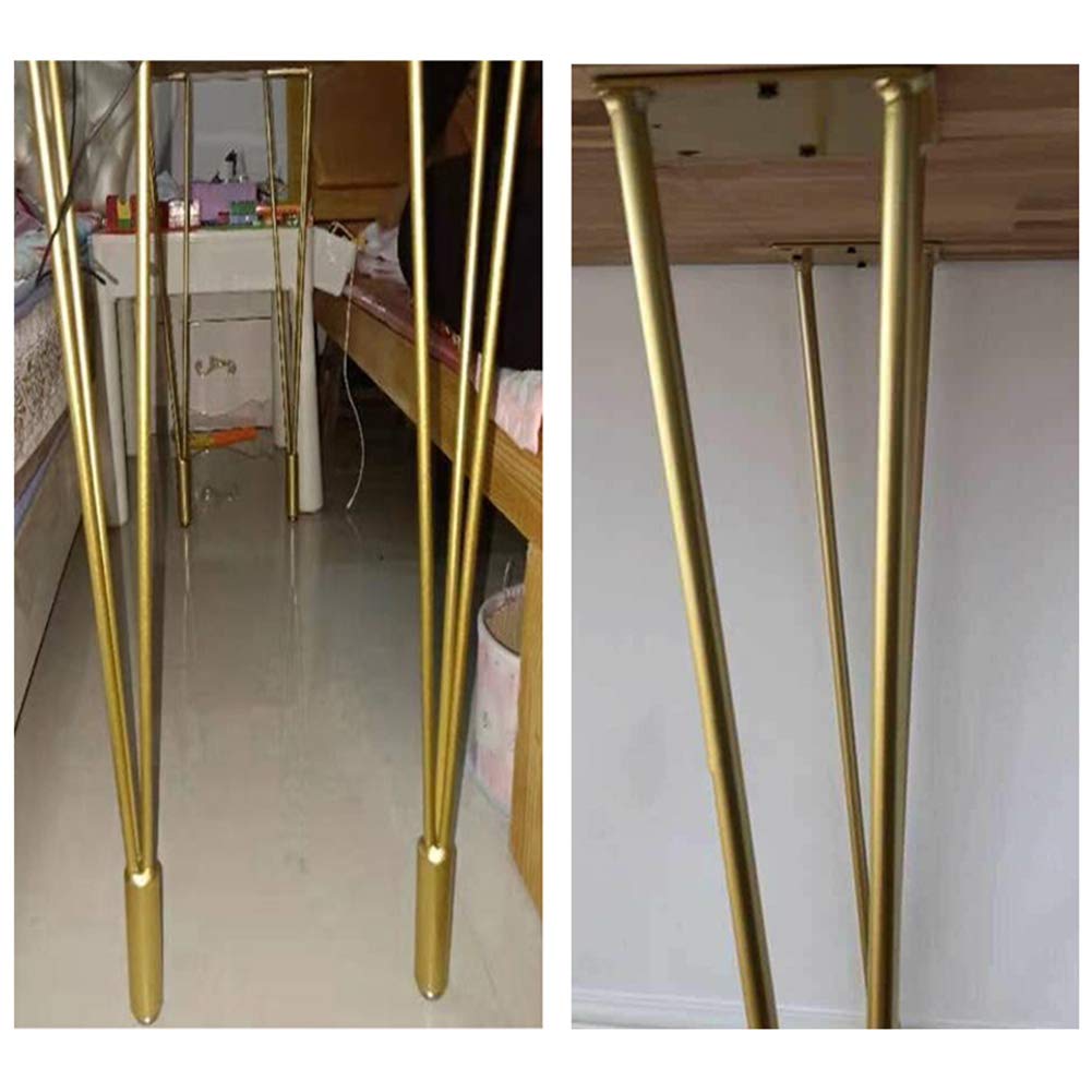 Metalowe nogi stołowe typu hairpin z regulowanymi stopkami do montażu mebli (złote, 45 cm, 18 cali)