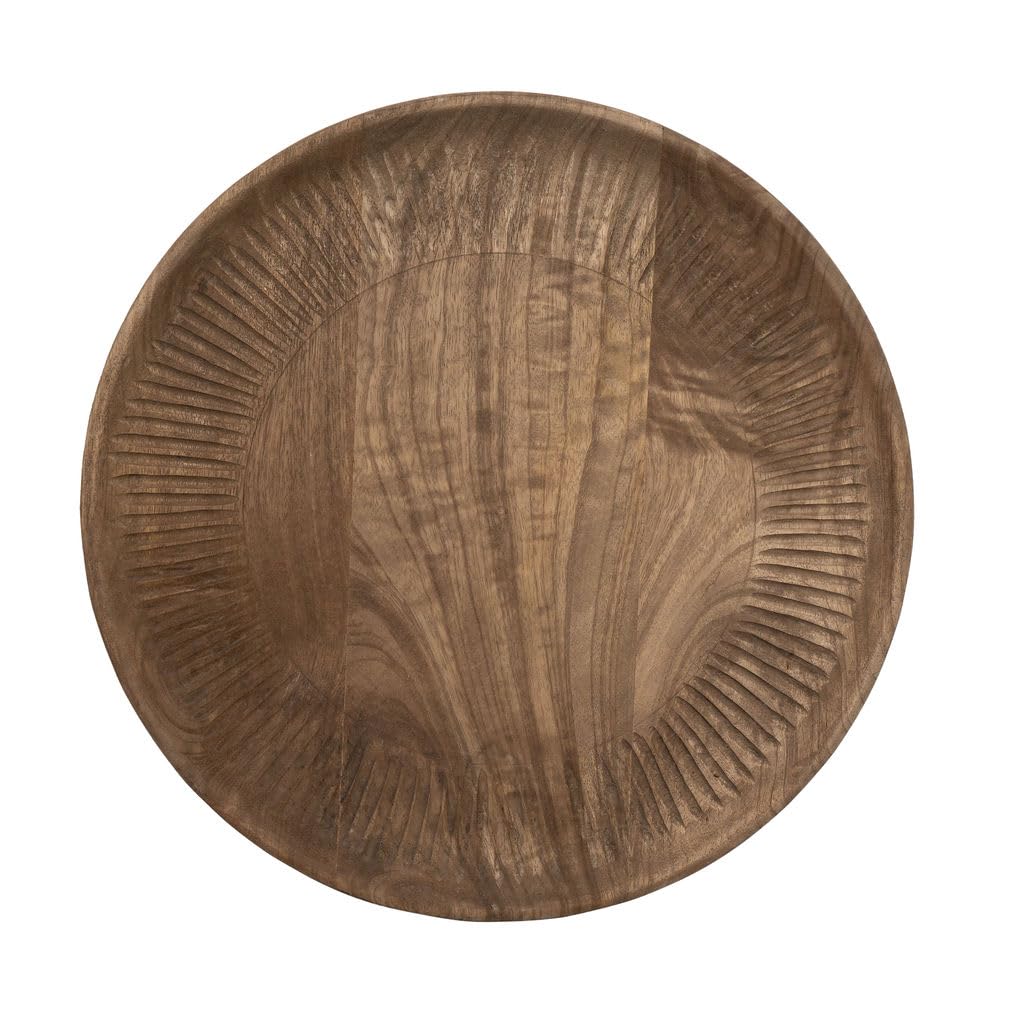 Arthur Cameron Natural – Doynton Hand-Carved Round Serving Tray With Detailed Edging – Perfect For Shelf Décor And Decorative Home Accessories