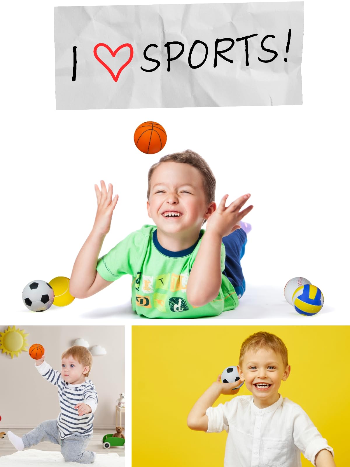 ¡My First Sports Bag! Paquete de 6 bolas de espuma de 3.5 pulgadas con bolsa de gimnasio, niños y niños pequeños a partir de 3 años, pelotas deportivas para niños pequeños 8