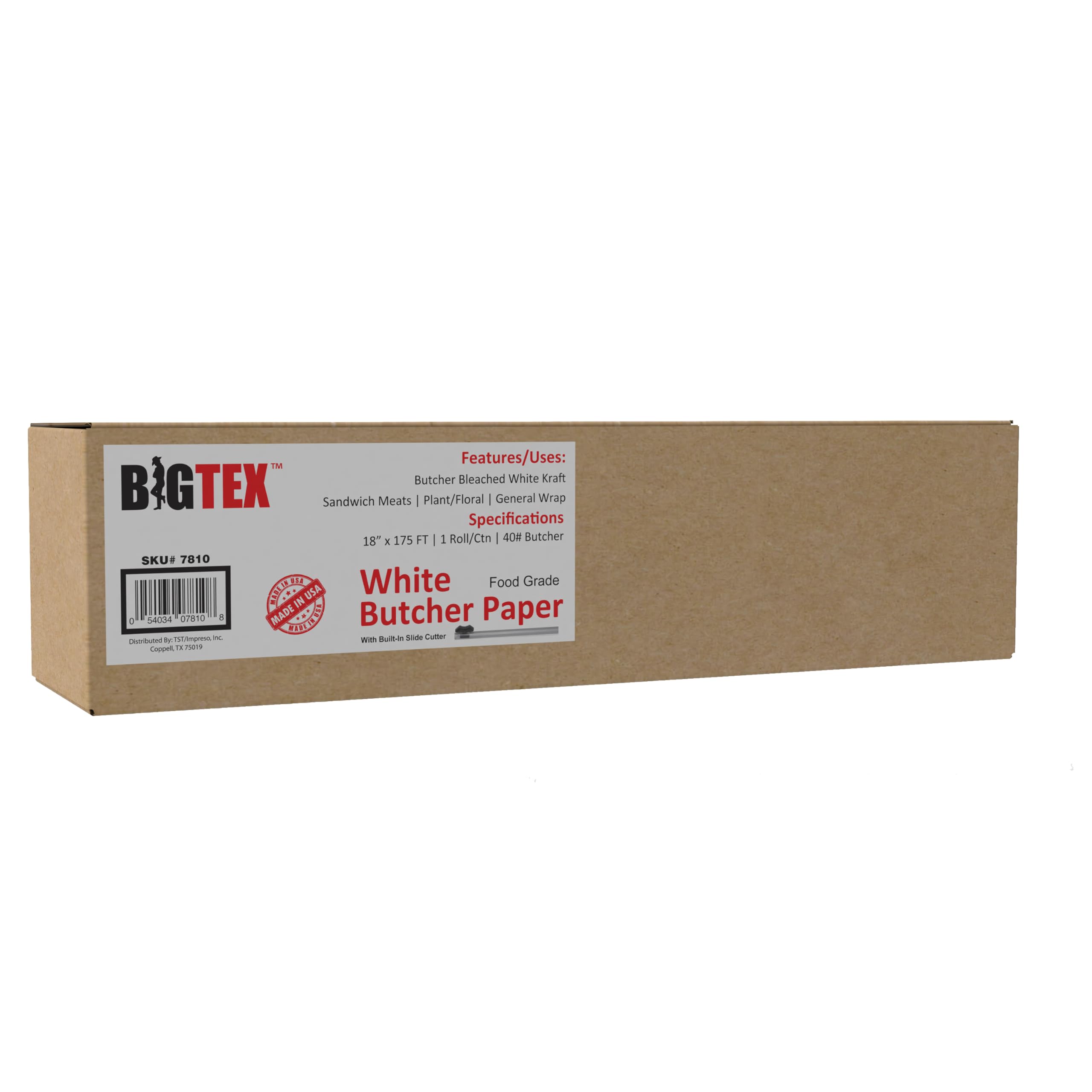 White Butcher Paper 18 inch x 175 feet, 40lb. Big Tex by Alliance