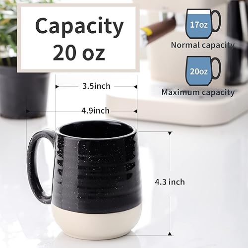 Miniatura 2 de Hasense Taza de café grande de cerámica de 20 onzas con mango cómodo para oficina y hogar, ideal para café, té, café con leche, apto para
