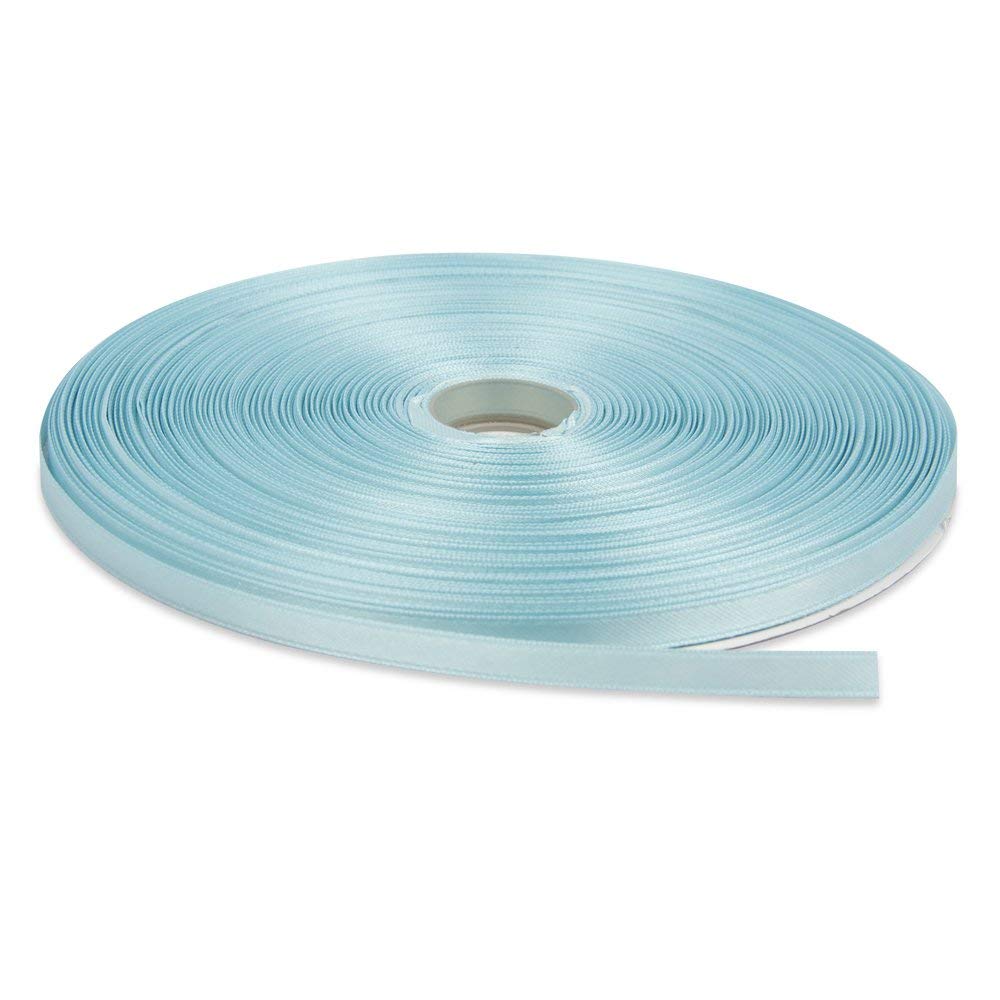 1/4 Inches x 50 Yards Double Face Solid Satin Ribbon Roll, Baby Blue