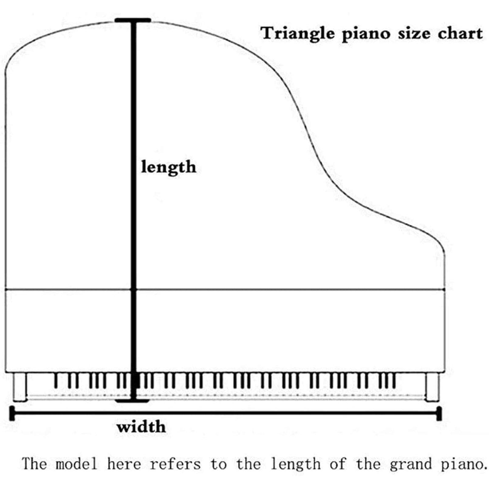 Cutfouwe Samtbezug für Klavier flügel,staubdichte Abdeckung Samt Flügelabdeckung Stoff waschbar Triangle Bordered Piano Cover