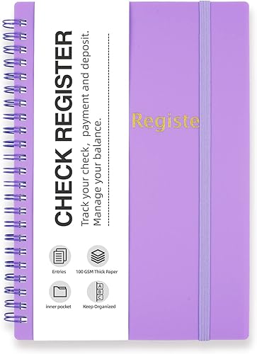 Registros de cheques para chequera personal, libro de registro de cheques de doble espiral, planificador de presupuesto con registro de cheques para