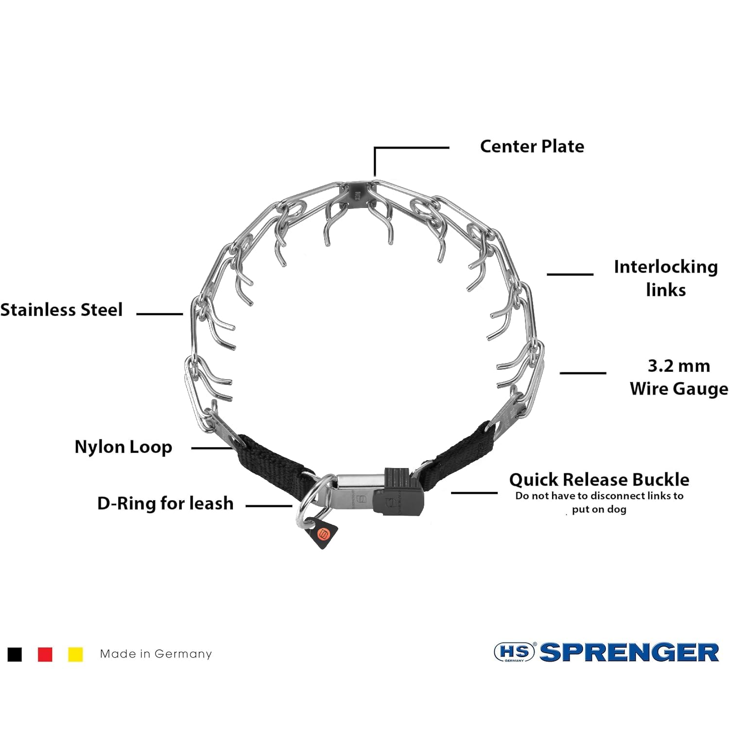 Stachelwürger Halsband 50 cm Edelstahl mit Clickverschluss