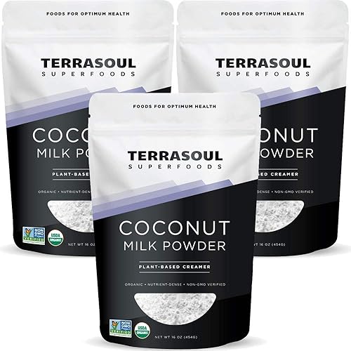 Terrasoul Superfoods Leche de coco orgánica en polvo 3 libras paquete de 3 - Crema a base de plantas Apto para Keto
