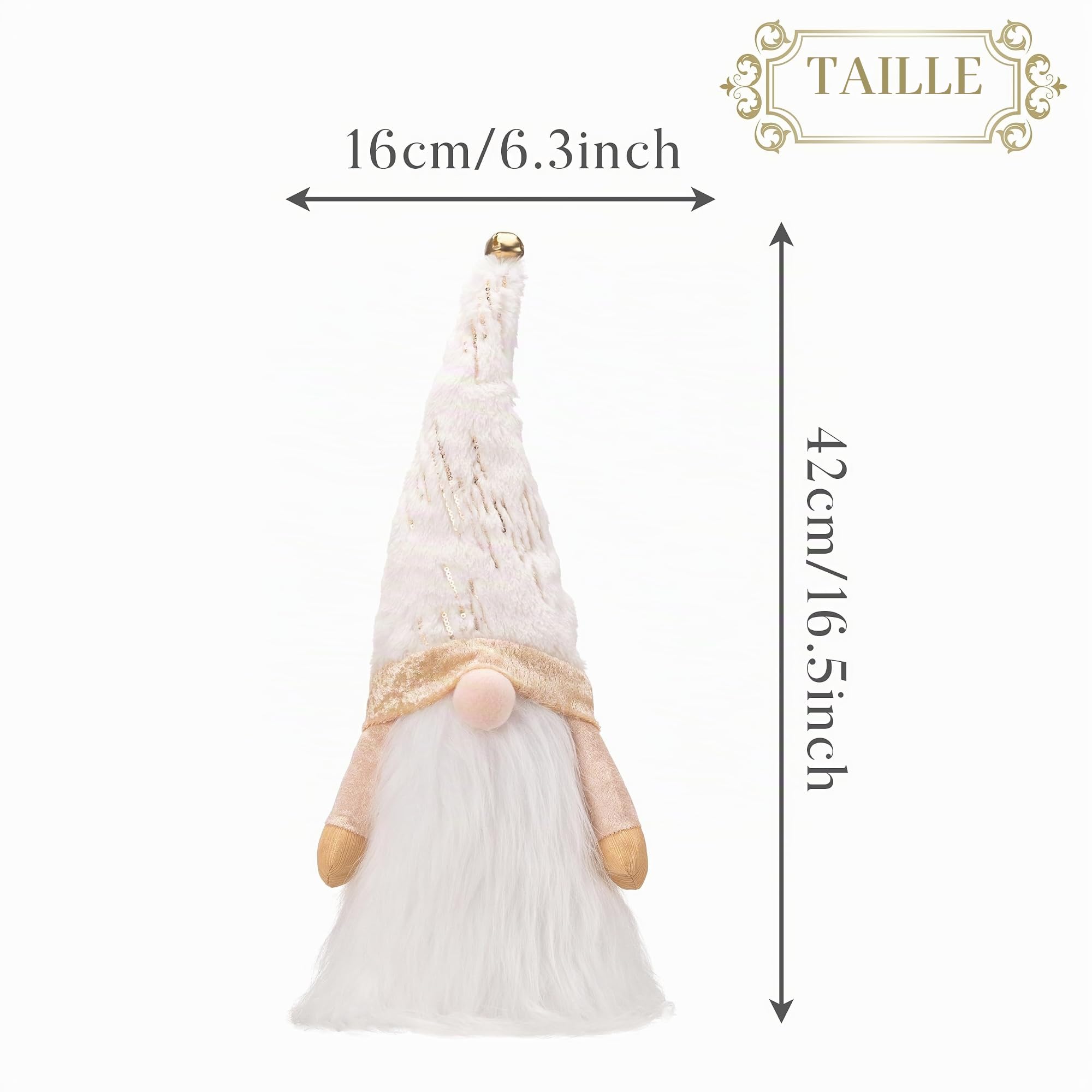 Valery Madelyn Décoration de sommet de sapin de Noël, nain nodique avec étoile blanche et dorée de 41,9 cm, avec 3 lumières LED chaudes, boîte à piles minuteur (piles non incluses), parfait pour un
