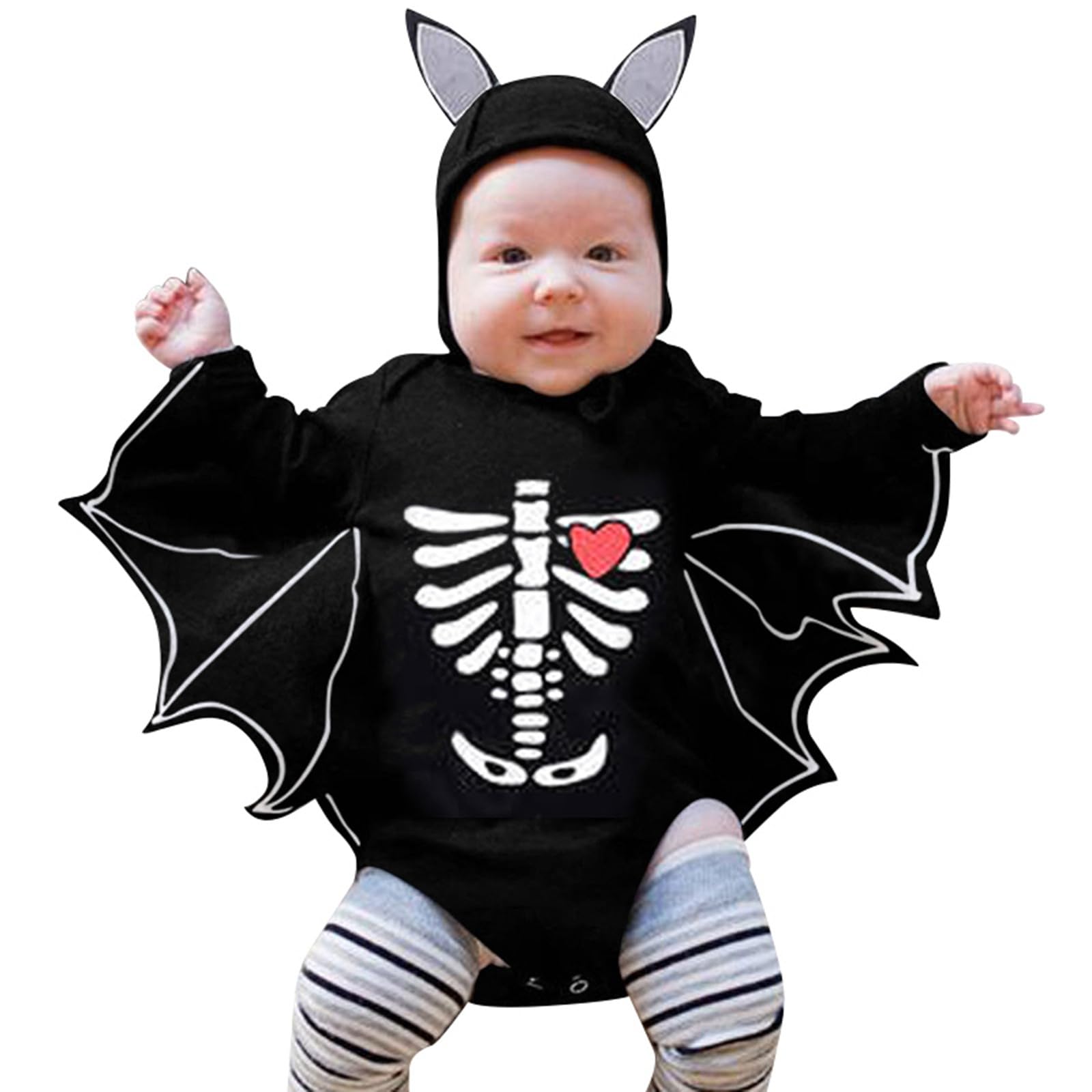 Baby Bat Costume Newbom Halloween Costume Romper with Hat 0-24 Months