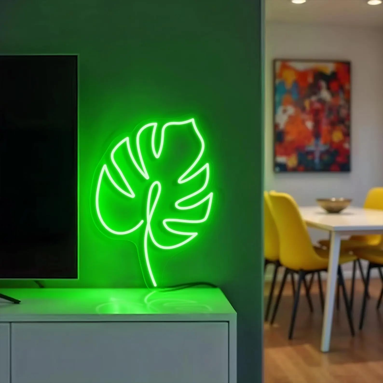 Monstera Leaf Neon Sign Green Leaf Neon Light Monstera Mint LED Signs Wall Hangings for Garden Decor Gift for Plant Lover Aesthetic Decor - Image 4