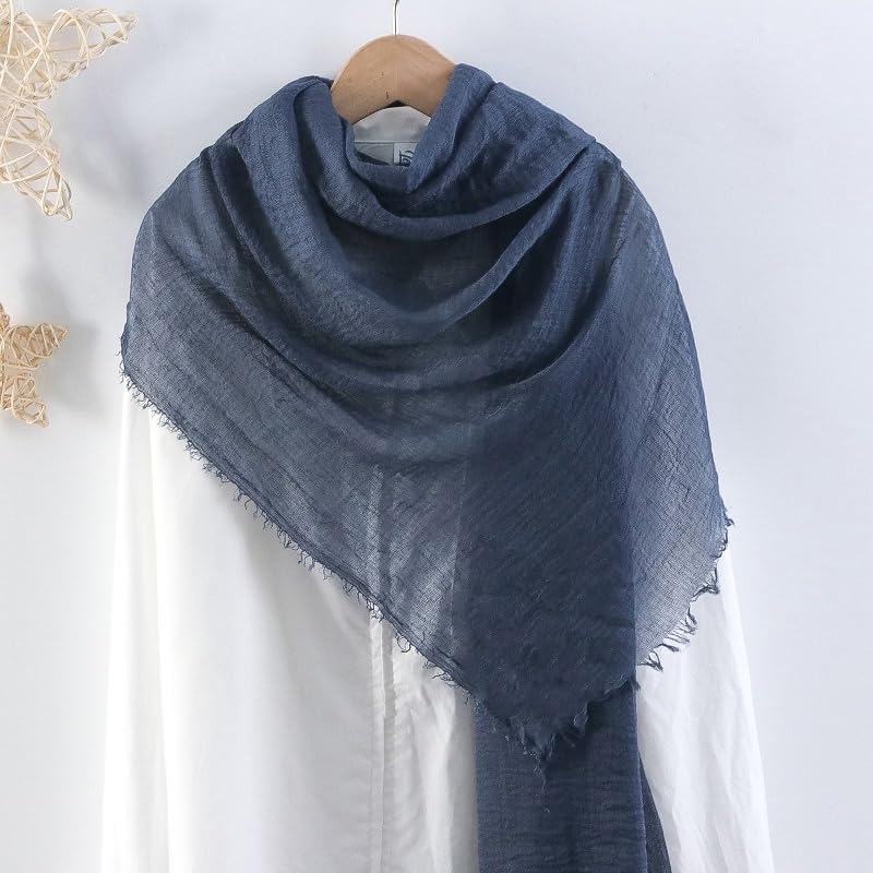 Image of Crinkled PolyCotton Scarf for Women - 180 x 90 cm Stole for Women | PolyCotton Scarf for Summers, Head Cover for Women | Lightweight Scarf for Women | Women Accessory