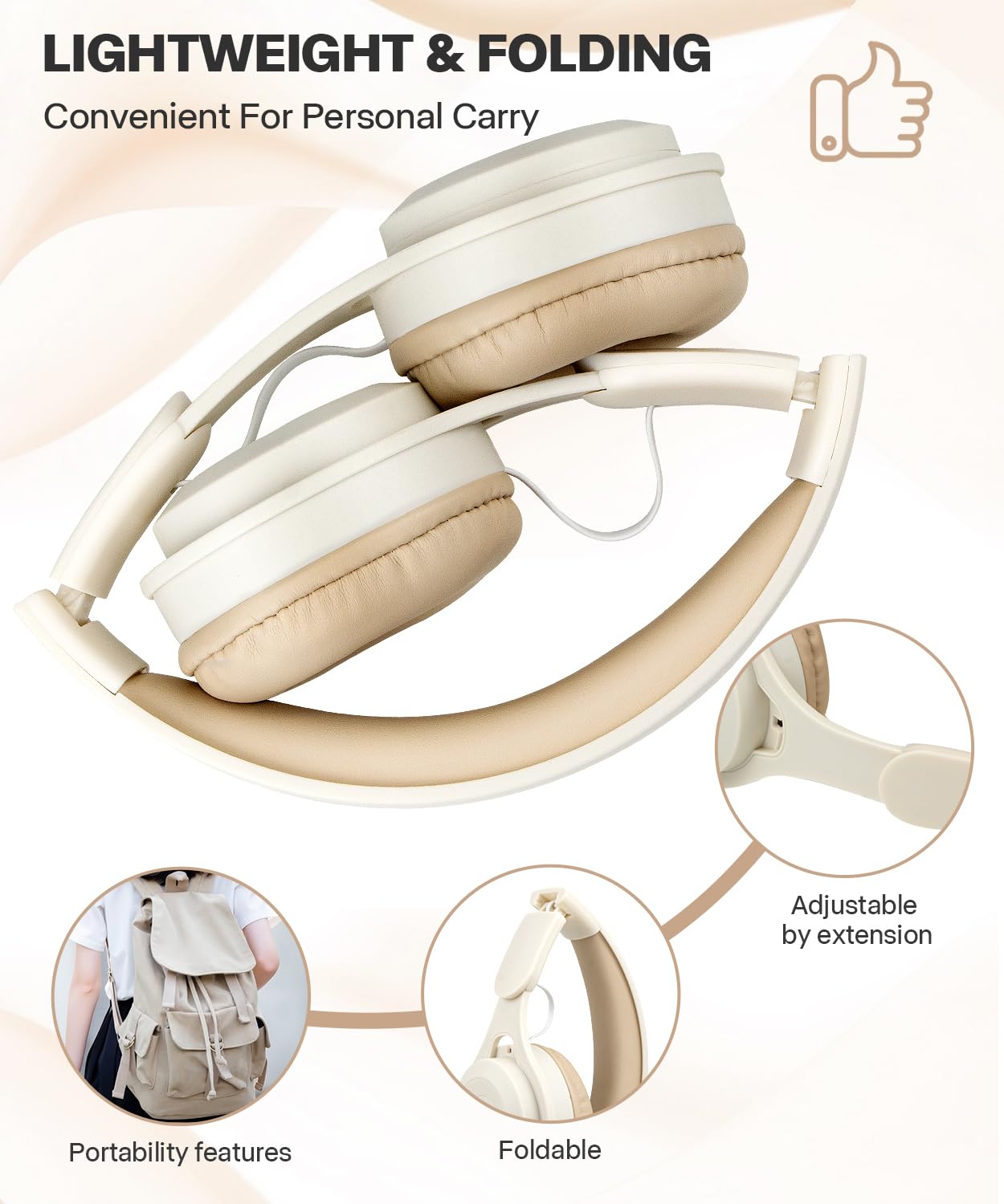 Dziecięce słuchawki nauszne Bluetooth, bezprzewodowe zestawy słuchawkowe Bluetooth 5.3, wbudowany mikrofon, wygodne noszenie i dźwięk HD, słuchawki dla dzieci dla chłopców, dziewcząt, do