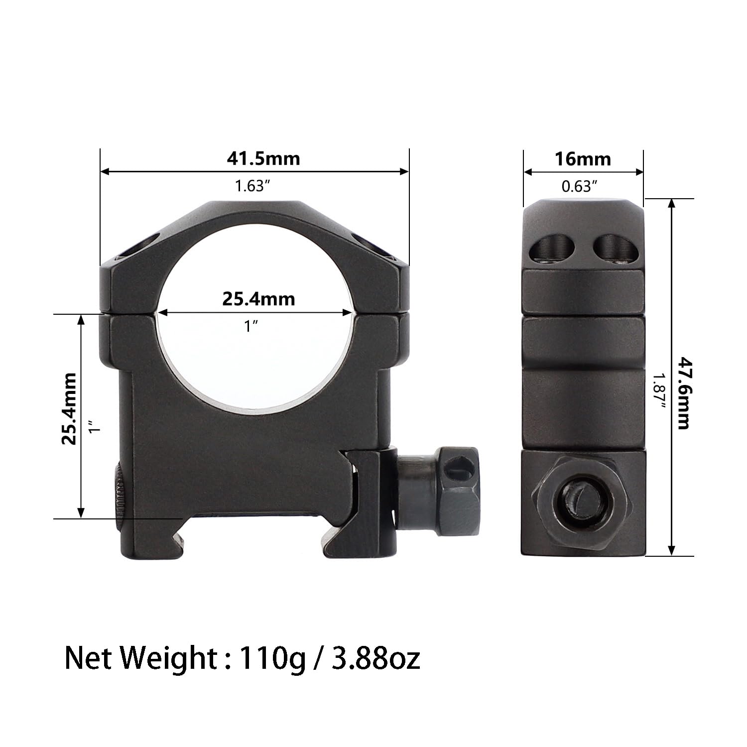 ohhunt Scope Rings 1 inch Picatinny Scope Rings 25.4mm (1