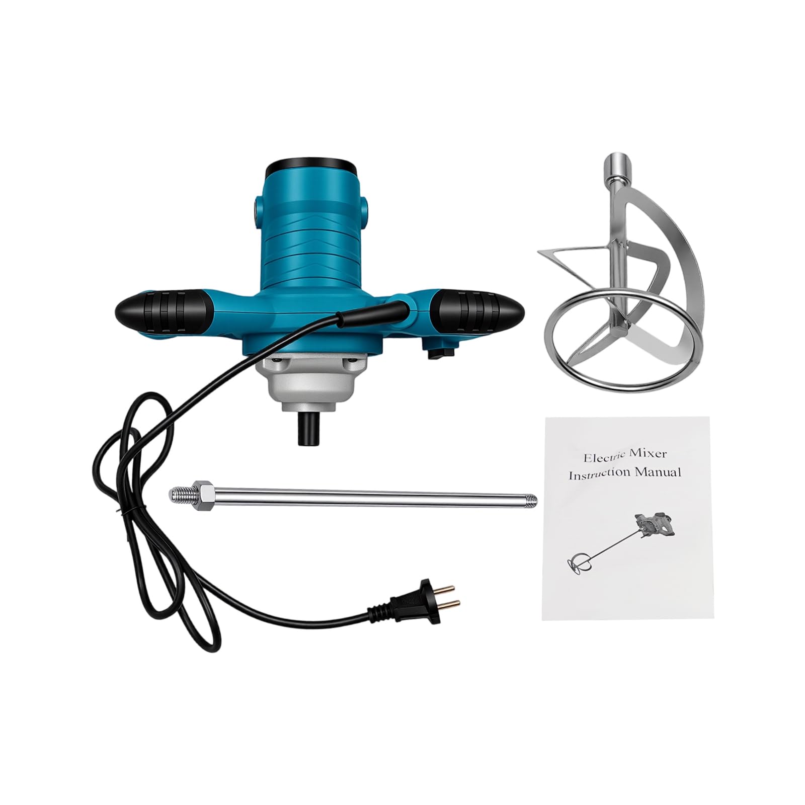 Malaxeur à béton, 2100 W, 6 niveaux de 0 à 800 tr/min, mélangeur électrique avec fouet M14, pour béton, ciment, colle