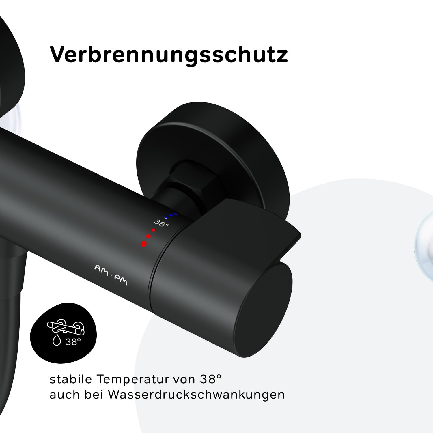 AM.PM X-Joy – Duschset mit Thermostat Schwarz | Duscharmatur mit Thermostat | Brausegarnitur mit Duschstange & Handbrause | Duschkopf 3 Strahlarten | Duschschlauch Antikalk | Rub&Clean | Schwarz Matt