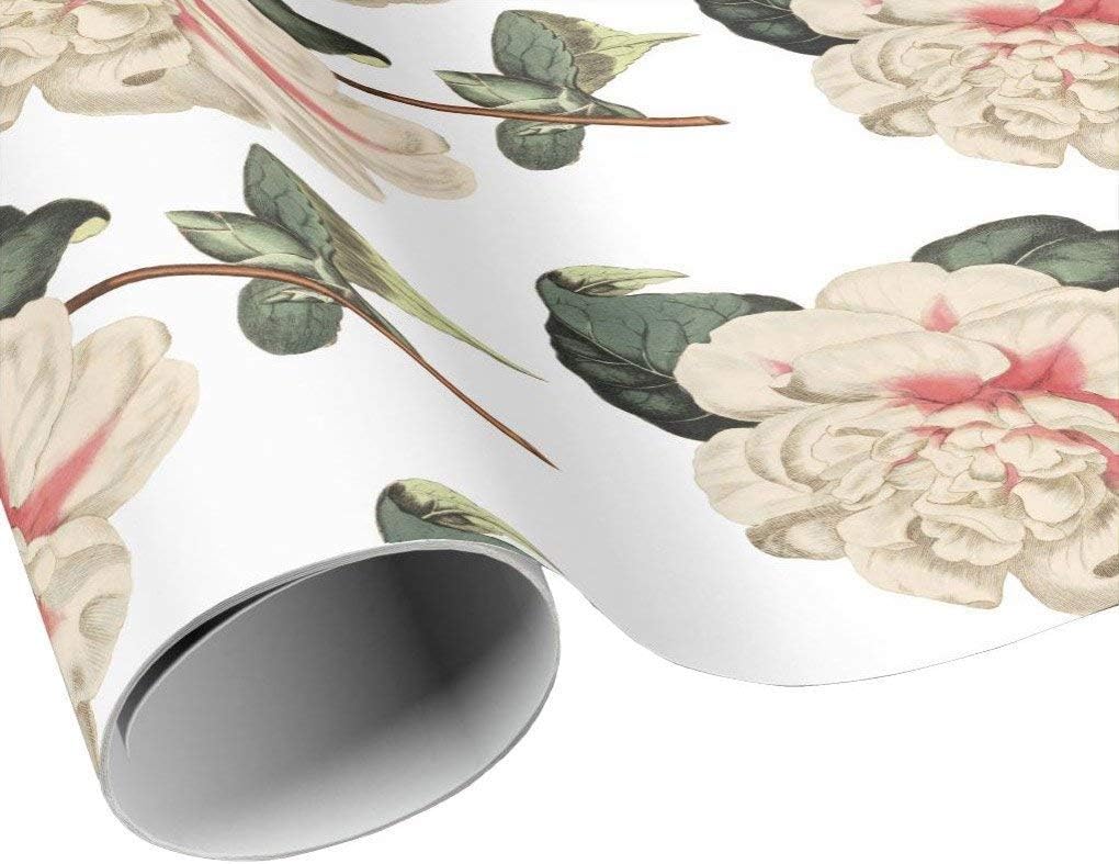 Pink Camellia Flower Wrapping Paper Sheets - Vintage Flower Gift Wrap - Floral Gift Paper - Craft Paper