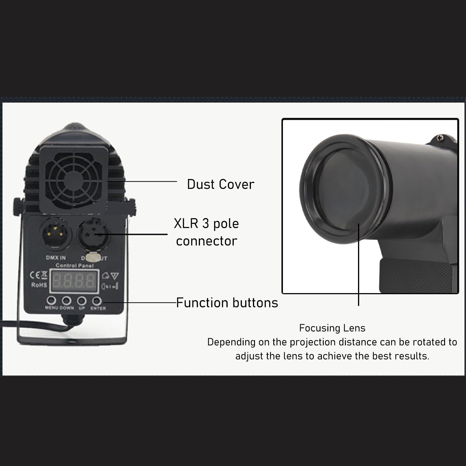 Projecteur de Boule Disco, 90-240 V 10 W RGBW LED Pinspot Light Support DMX512 Contrôle 4 en 1 Boule Disco Lumières Boule de Miroir Lumière de Scène Spot pour Fête Disco