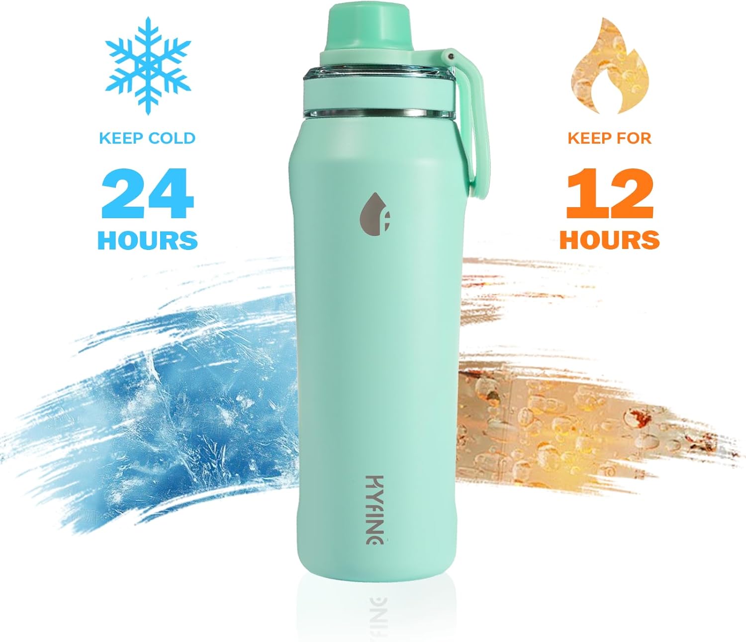 24 oz (approximately 720ml) stainless steel insulated water bottle, equipped with Tritan direct drinking cap, wide-mouth double-layer vacuum insulated bottle, BPA free (Green)
