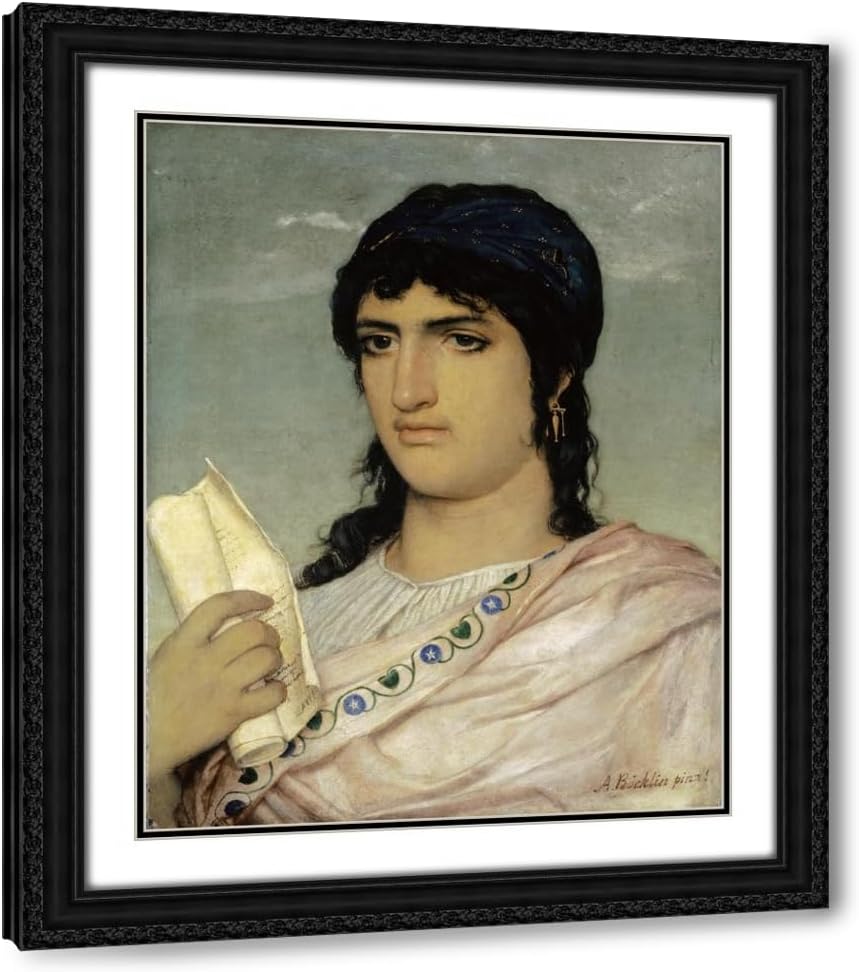 ArtDirect Sappho (1862) Custom Framed Art Print Giclee Print or Canvas Options with Various Sizes and Customization by Arnold Böcklin