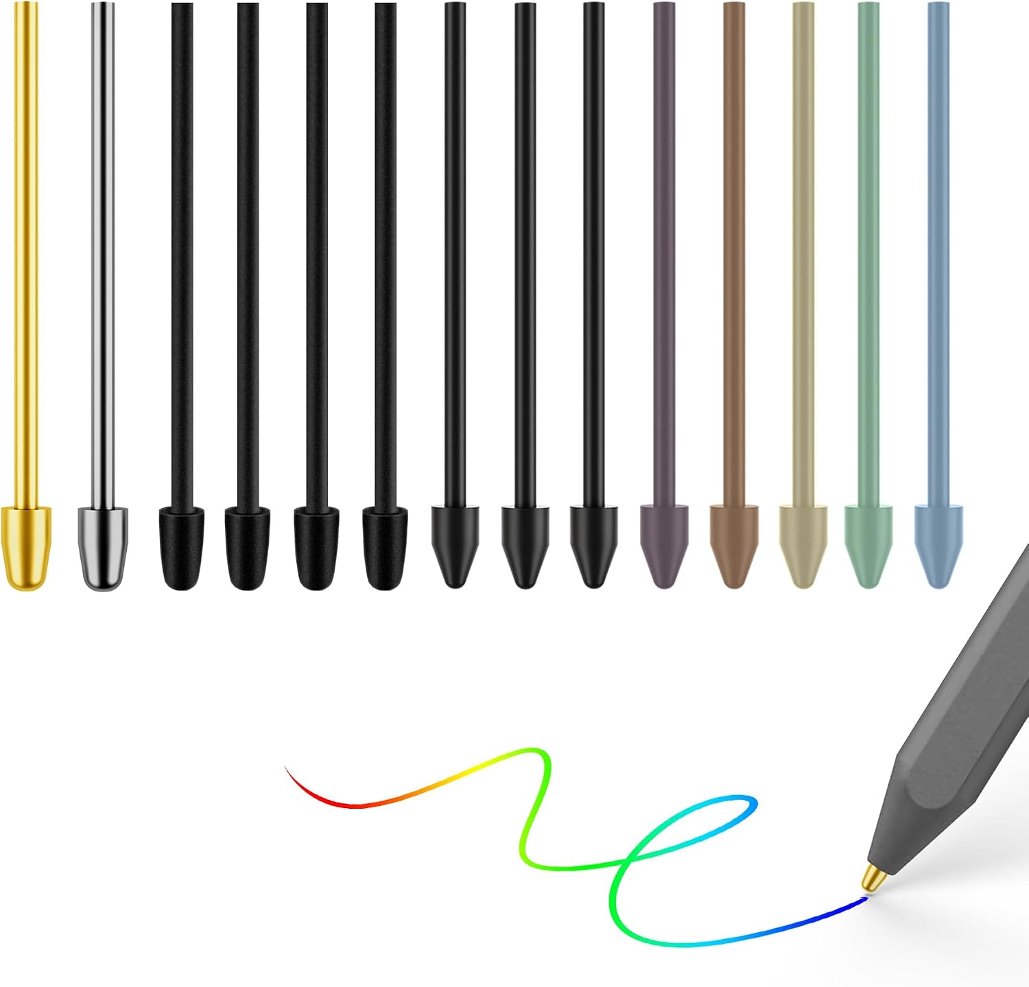 Metal/Plastic Tips Replacement for Kindle Scribe Premium and Basic Pens. Tips + Clip + Storage Case (2 Metal Nibs + 12 Plastic Nibs)