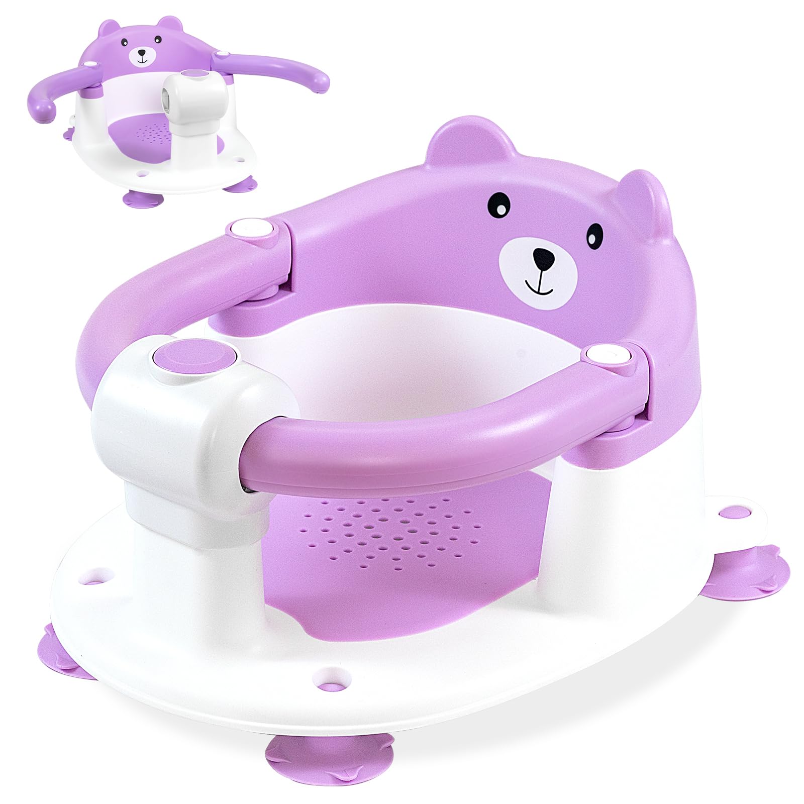 Baby Bath Seat for Babies 6 Months Plus, Toddler Bath Seats for Infant & Newborn, Baby Sit Up Chair with 4 Non-Slip Suction Cups