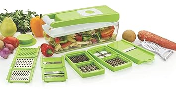 Aktnil Unbreakable Big Box Chopper, 12 in 1 Fruit & Vegetable Chopper Set- Chopper, Cutter, Grater, Peeler, Chipser, Dicer, with Container Lock System