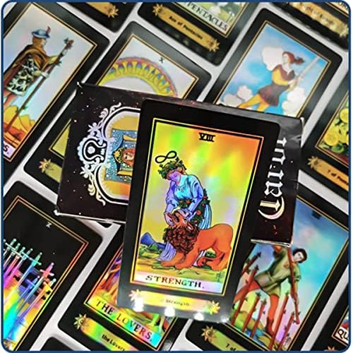 Tarot Cards Deck Sets with Guidebook,Tarot Black Bag,Classic 78 Tarot Cards Holographic Fortune Telling Game for Beginners Guide Book Glowing Shining (blue)