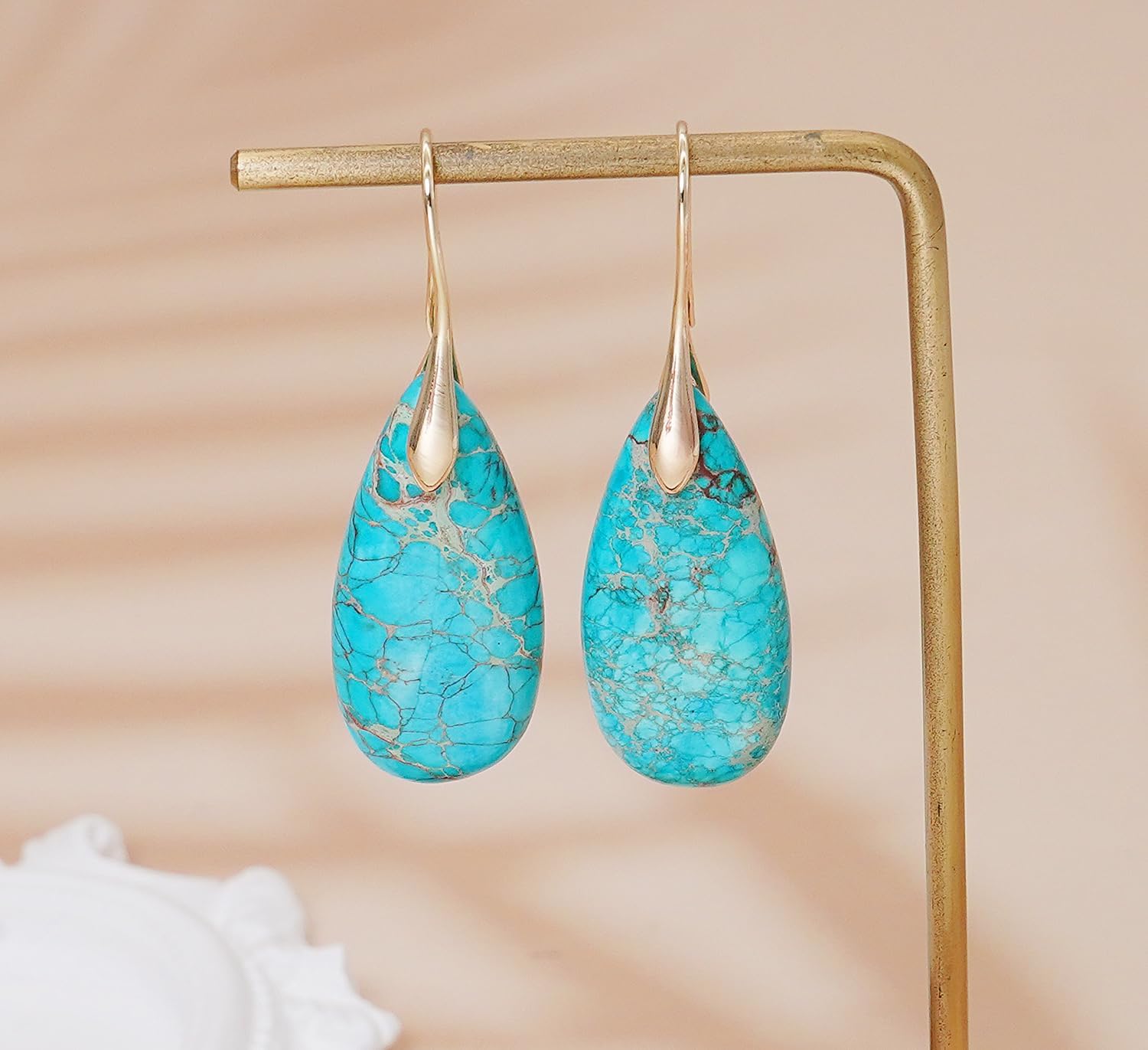 Natural Stone Earrings Waterdrop Stone Dangle Earrings for Women - Image 4