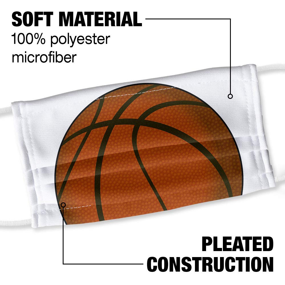 Popfunk Basketball Ball 1-Ply Reusable Face Mask Covering with Adjustable Nose Wire, Unisex