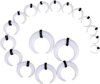 18Pcs Acrylic Septum Pincher Tapers C Shape Buffalo Ear Taper Kit Stretching Expander Rings for Nose Ear Gauges Size 14G 12G 10G 8G 6G 4G 2G 0G 00G