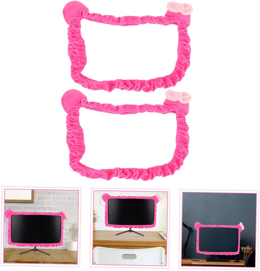 2pcs Elastic Cartoon Monitor Cover for Computer Durable Dust Protection Gadget Lovers