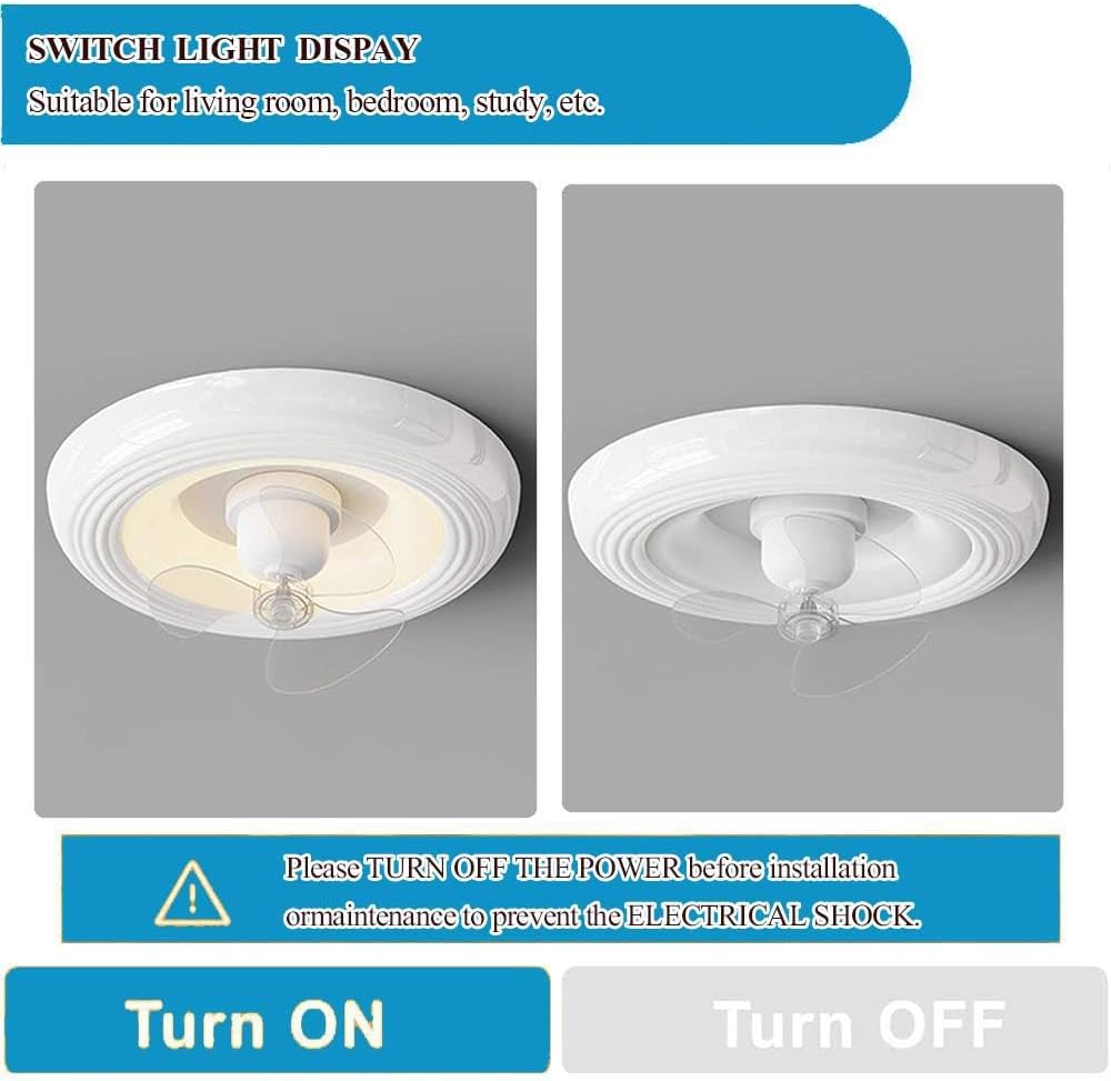 Round LED Ceiling Fans with Lights, Modern Minimalist Flush Mount Ceiling Fan with Lights and Remote, 6 Wind Speeds Low Profile Ceiling Fan for Bedroom, Dining Room and Kitchen