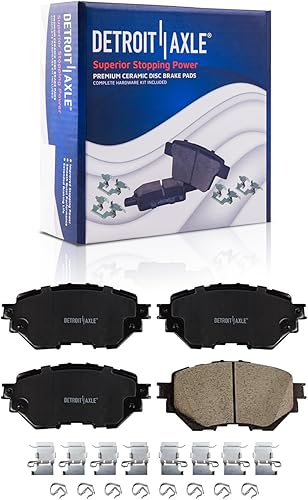 Miniatura 6 de Detroit Axle - Rotores de freno de disco delantero de 11.02 pulgadas (11.024 in) + kit de pastillas de freno de cerámica de repuesto para Mazda 3